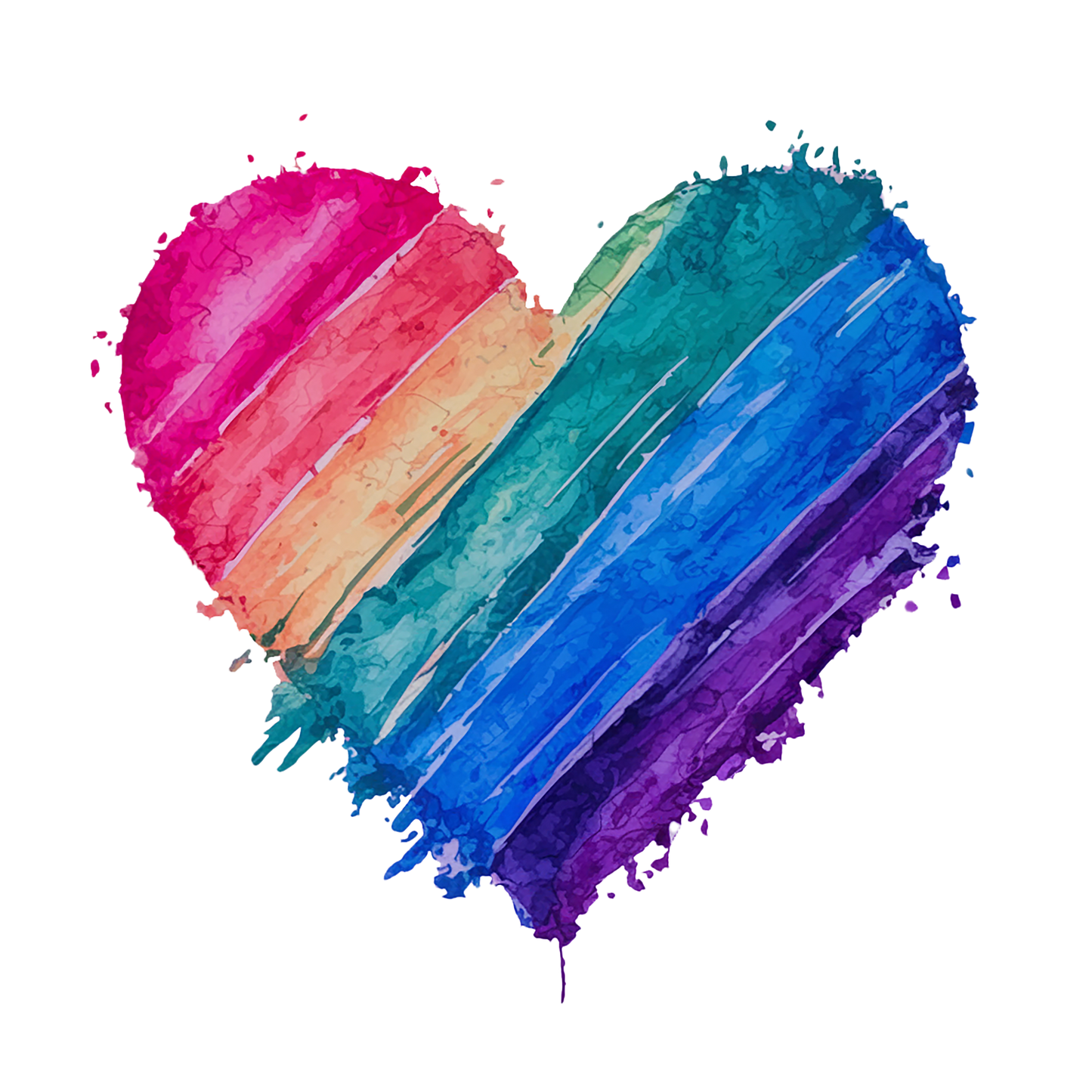 Watercolor Rainbow Heart Graphic T-Shirt